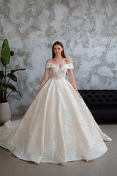 Yakalı Kabarık Prenses Gelinlik